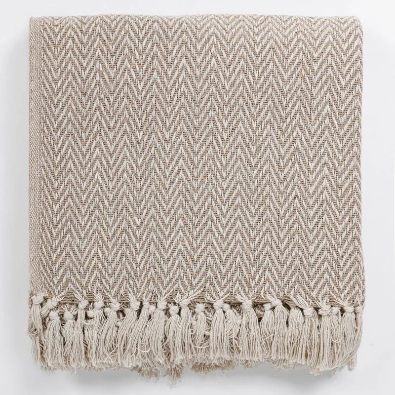 Linen Fade Cotton Throw - Beige media 8
