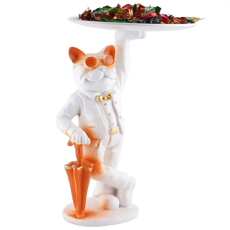 Dapper Cat Painted Polyresin Show Piece - White media 4