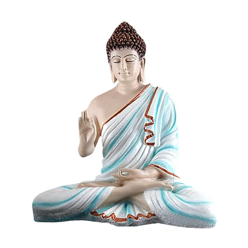 Cutout image of seated Buddha showpiece on white background