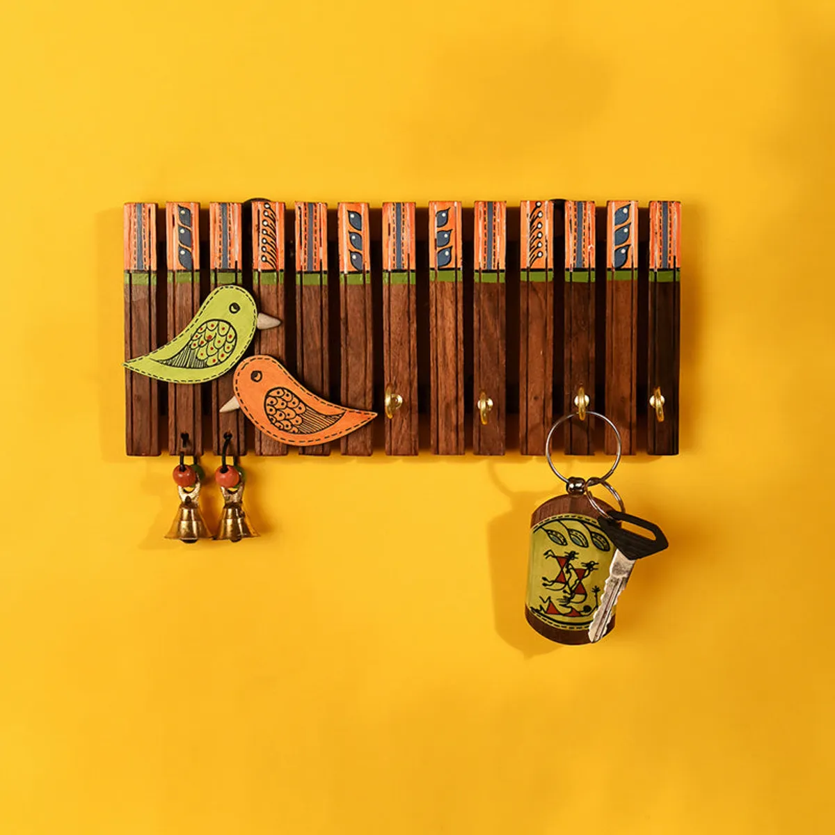 Handcrafted Wooden Bird Design Key Holder | Vaaree