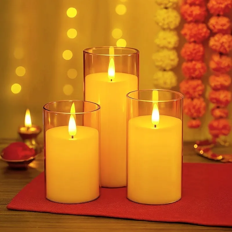 AuraFlame Decorative LED Battery Candle - Set Of Three media 1