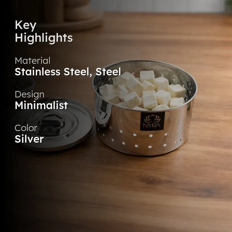 Crest Silver Stainless Steel Paneer Maker Mould - 400 ML media 2