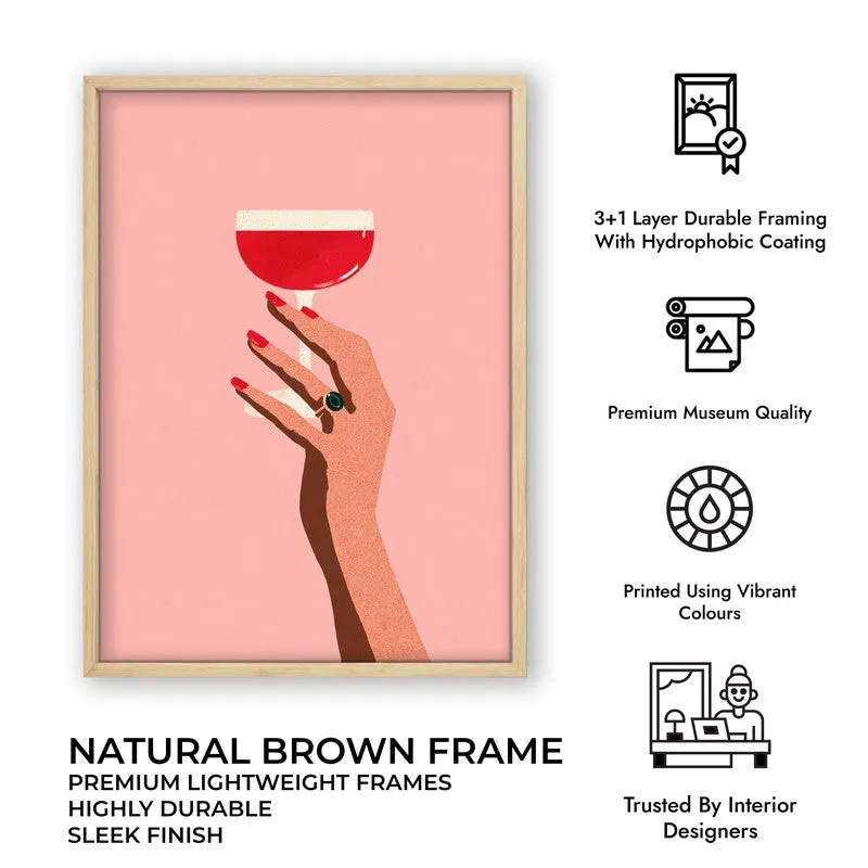 Cocktail Canvas Wall Painting - Brown Frame media 10