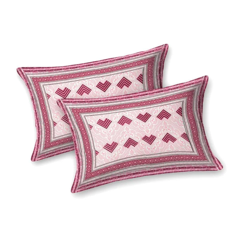 Weaveet Cotton Bedsheet (Off White,Pink) - 240 TC media 4