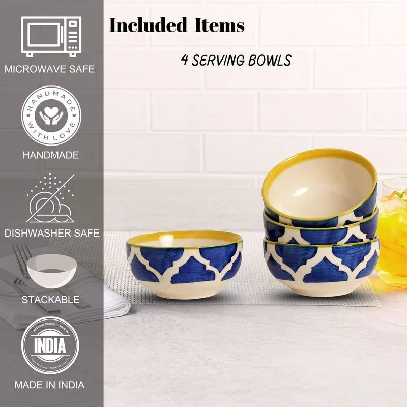 Snackify ServeEase Ceramic Snack Bowls (Blue,Yellow, 200 mL Each) - Set Of Four media 5