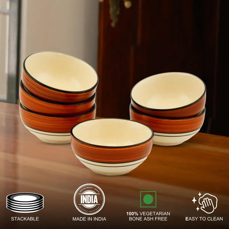 Nibble Ceramic Snack Bowls (Red,White, 180 mL Each) - Set Of Six media 6