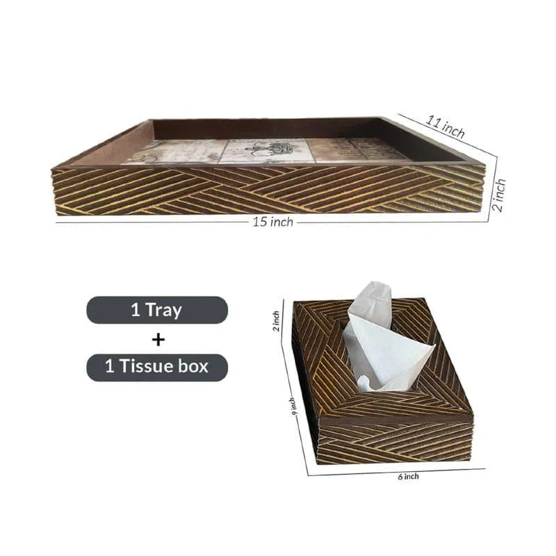 Stripe Stride Tray & Tissue Box (Brown) - Two Piece Set media 5