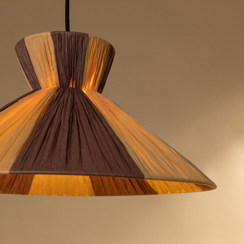 Fig Living Warmora Raffia Ceiling Lamp - Brown & Beige