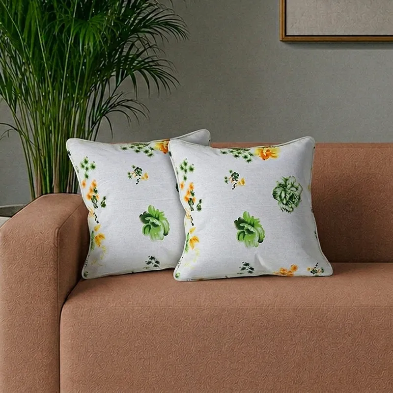 Swayam Florin Printed Cotton Cushion Cover - Set of Two media 1