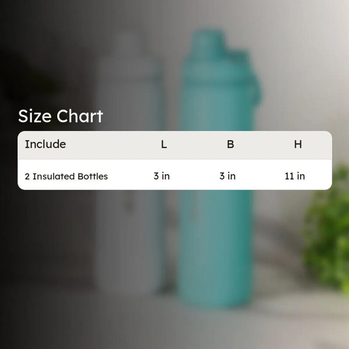 White and sky-blue bottles shown with their size measurements