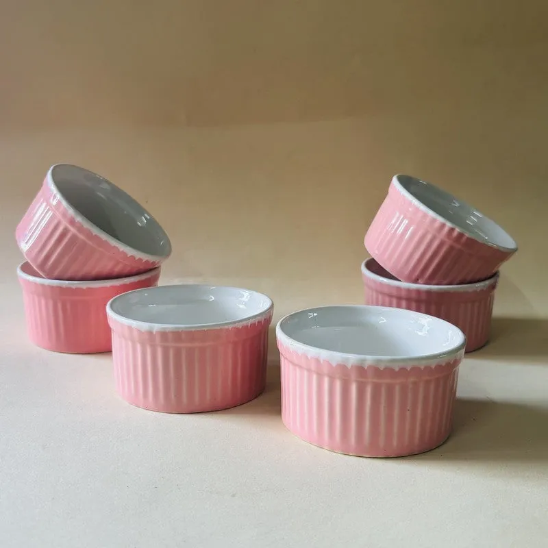Ceramic Dessert Bowls (Pink,150 mL Each) - Set Of Six media 4
