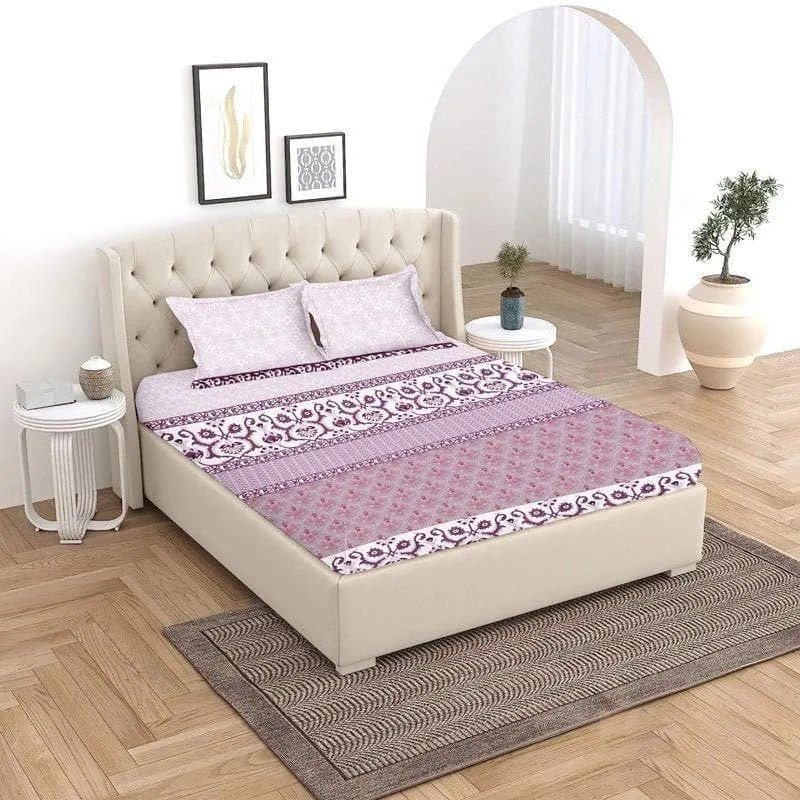Iris Printed Cotton Bedsheet (Pink) - 120 TC media 3