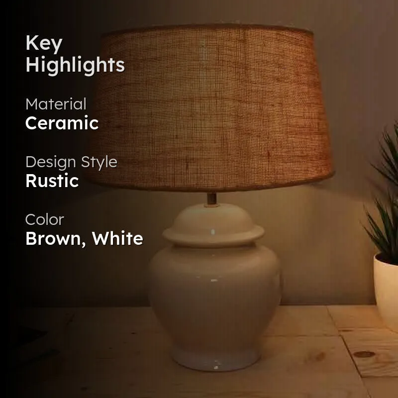 Vienna Ceramic Table Lamp - Brown,White media 2