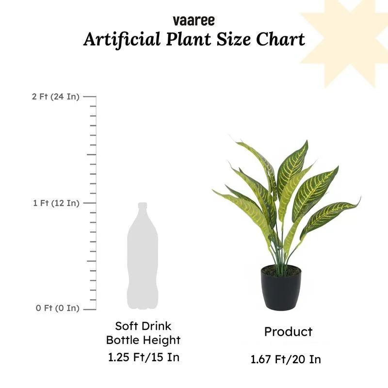 Faux Yellow Croton Plant With Black Plastic Pot (50 cms) - Set Of Two media 6