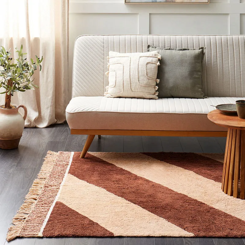 Plush Stripe Tufted Cotton Area Rug - Brown media 3