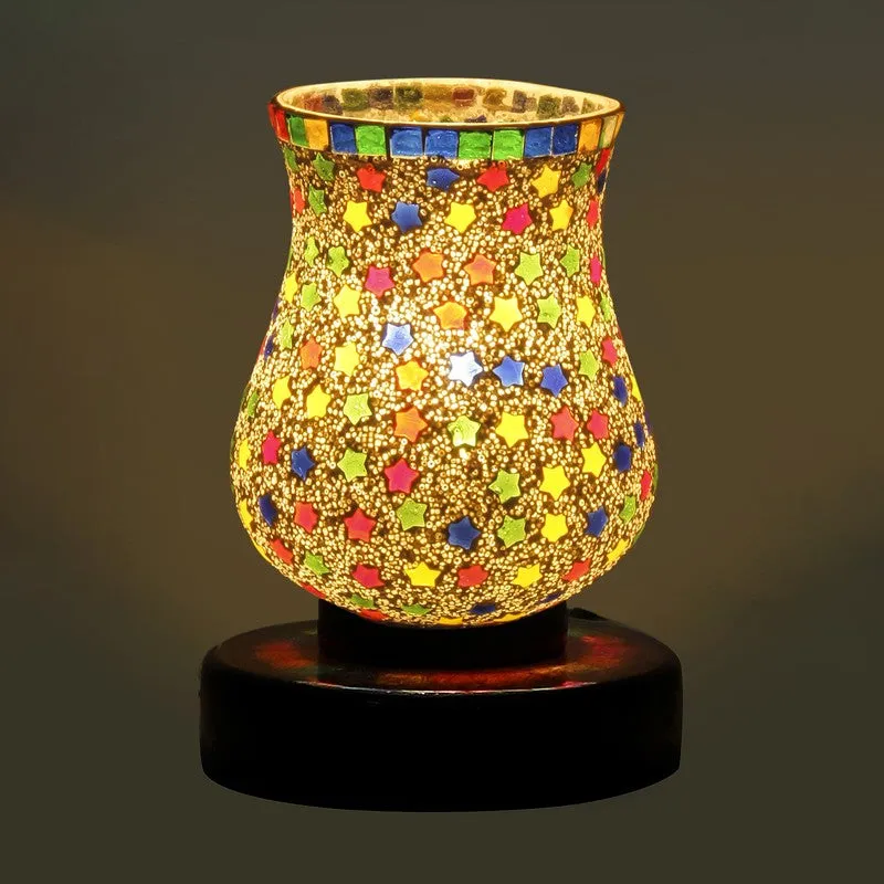 Prismia Mosaic Glass Table Lamp With Wooden Base - Multicolor media 6