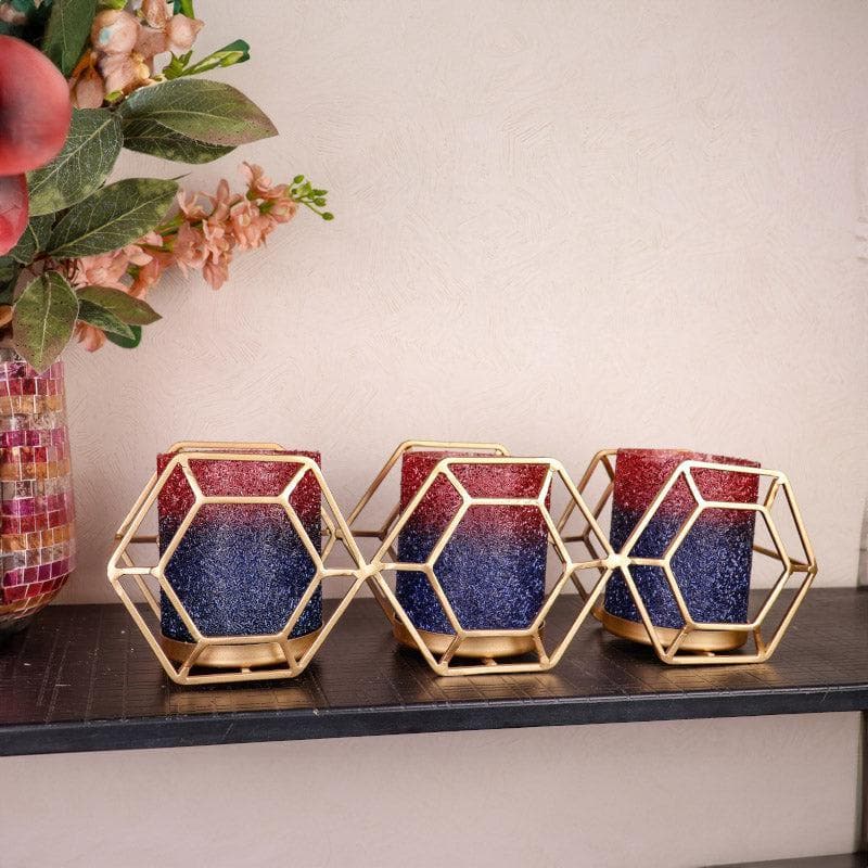 Suzette Triple Votive (Blue & Red)
