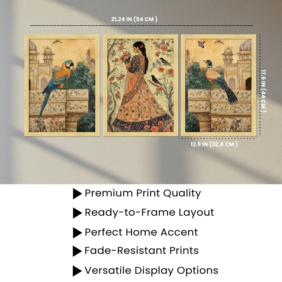 Royal Peacock Courtyard Wall Art Collection - Set Of Three media 5