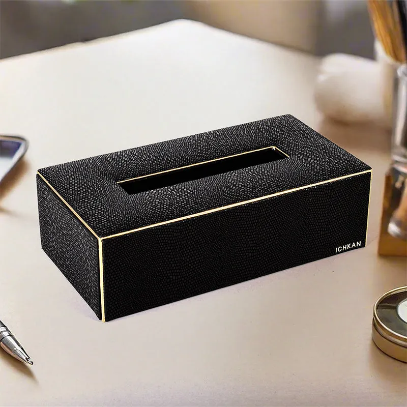 Tisquo Edge Faux Leather Tissue Box - Black media 1