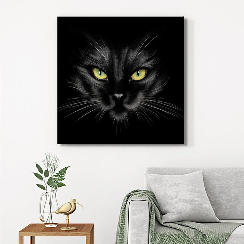 Mysterious Black Cat Poly Canvas Wall Painting