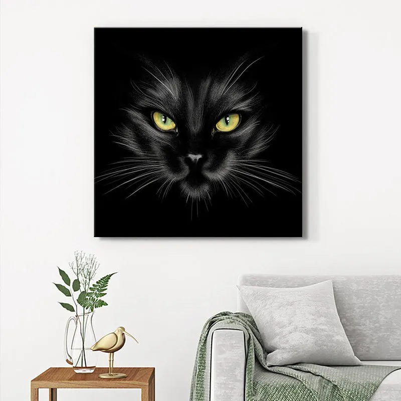Mysterious Black Cat Poly Canvas Wall Painting media 1