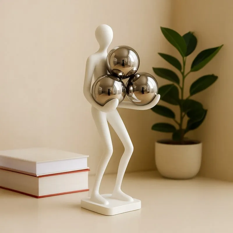 Modern Balance Trio Sphere Figurine Showpiece - White media 4