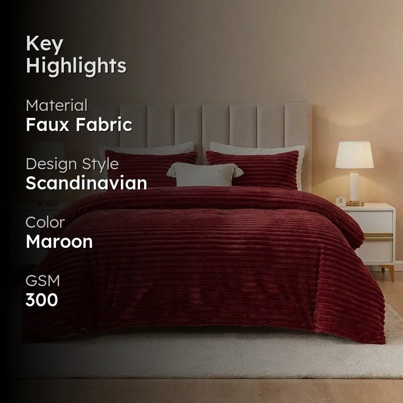 Sleep Scape Faux Fabric Blanket (Maroon)- 300 GSM media 2