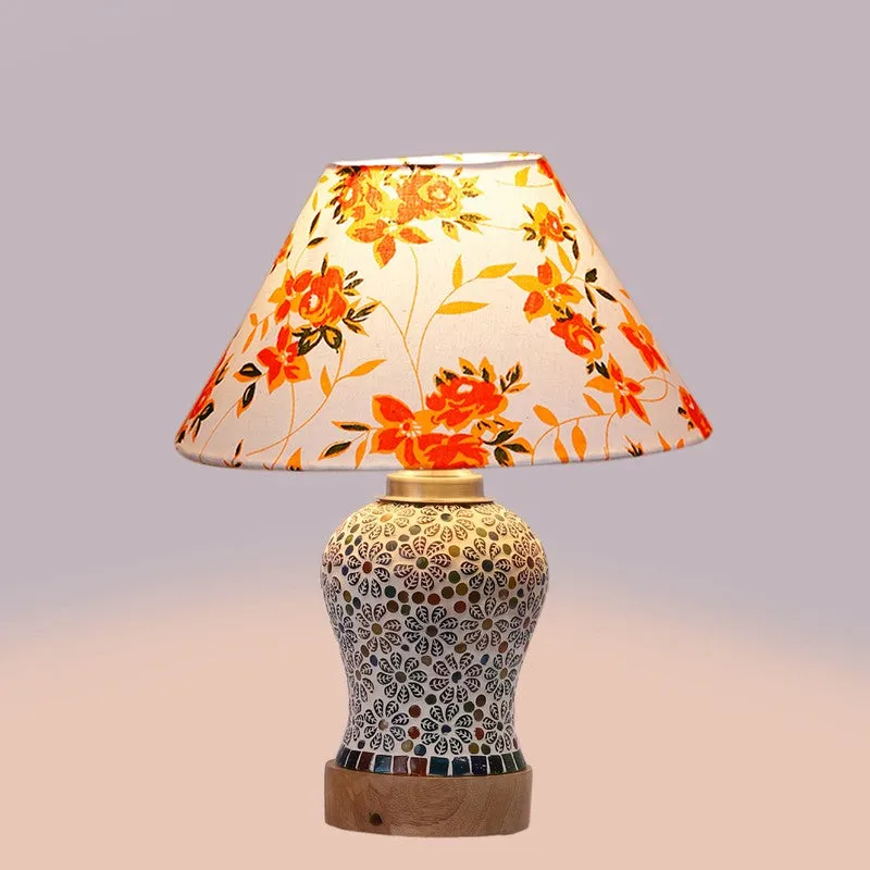 Santora Fleur Cone Wooden Table Lamp - Orange media 6