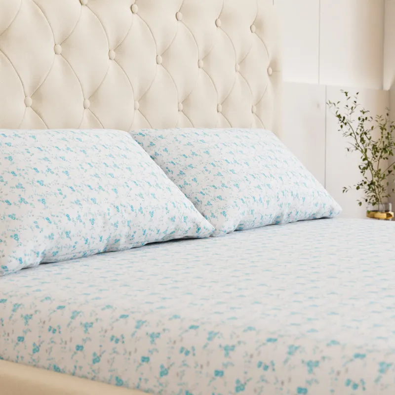 Botanica Floral Cotton Bedsheet (Blue) - 180 TC media 3