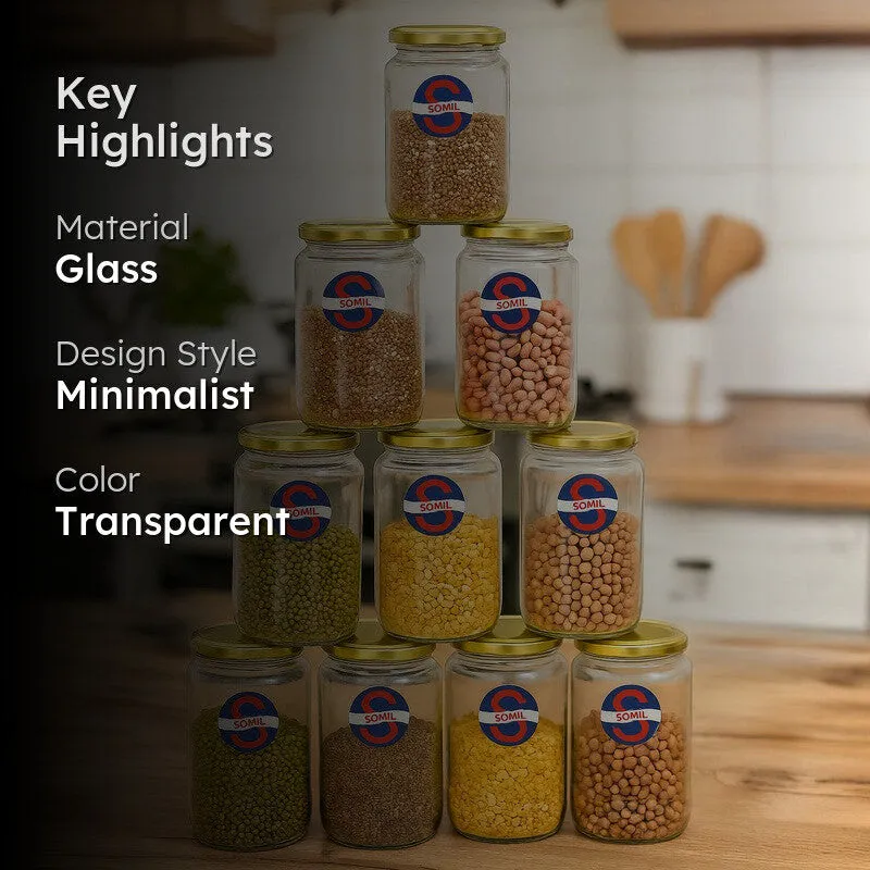Misha Transparent Glass Storage Jar (1000 mL Each) - Set Of Ten media 2
