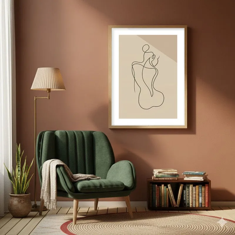 Vellum Nude Canvas Wall Painting With Brown Frame media 6
