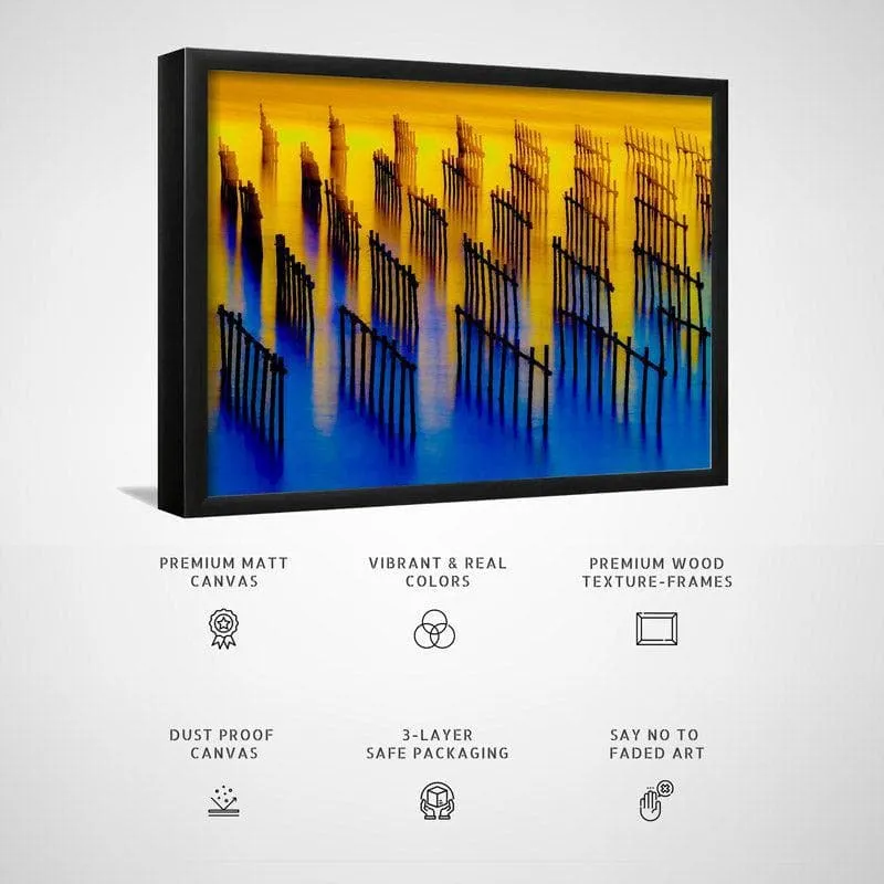 Sunset Glimpse Canvas Wall Painting - Black Frame media 5
