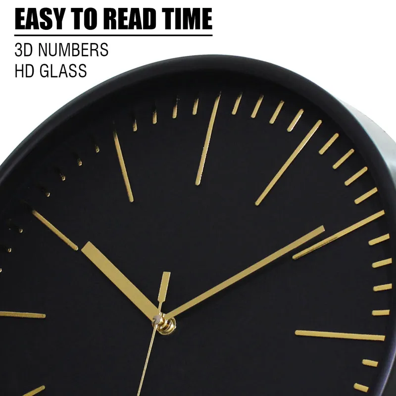 Aestra Analog Wall Clock - Gold, Black media 9