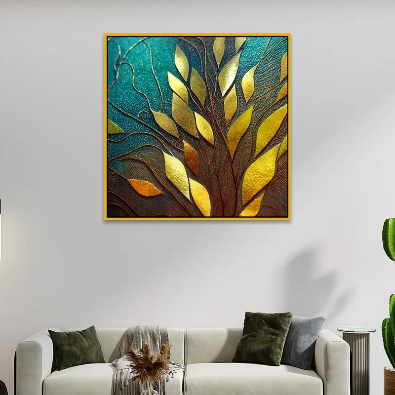 Leaf Gild Canvas Wall Art With Frame media 1