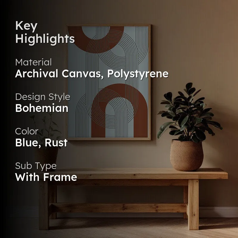 Linear Echo Canvas Wall Painting With Brown Frame media 2