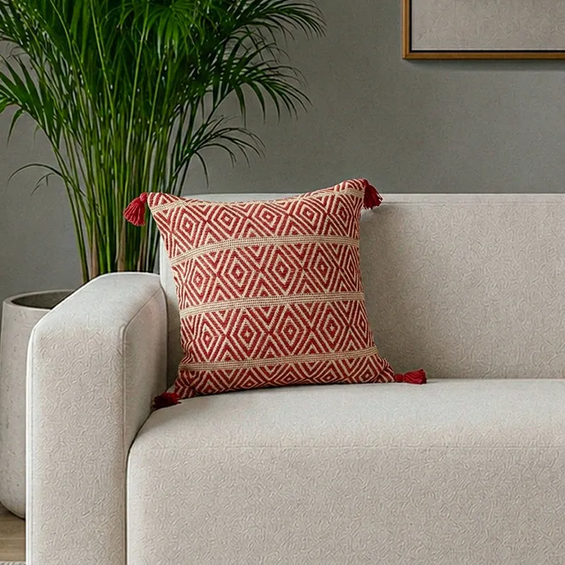 Crimson Carved Cushion Cover media 1