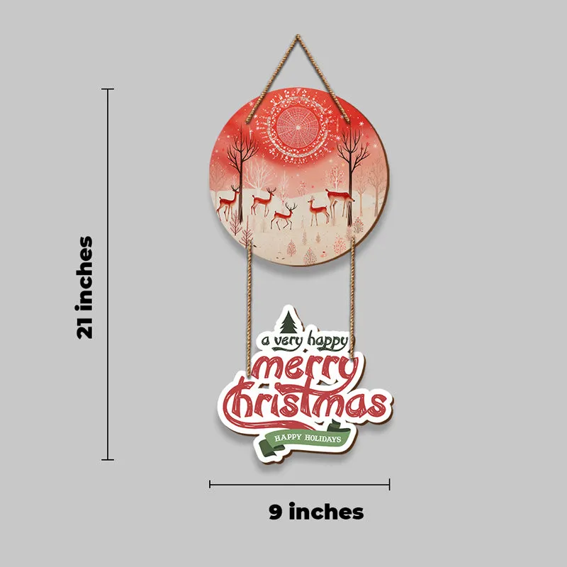 Merry Hooves & Snowflakes Christmas Wood MDF Wall Hanging media 5