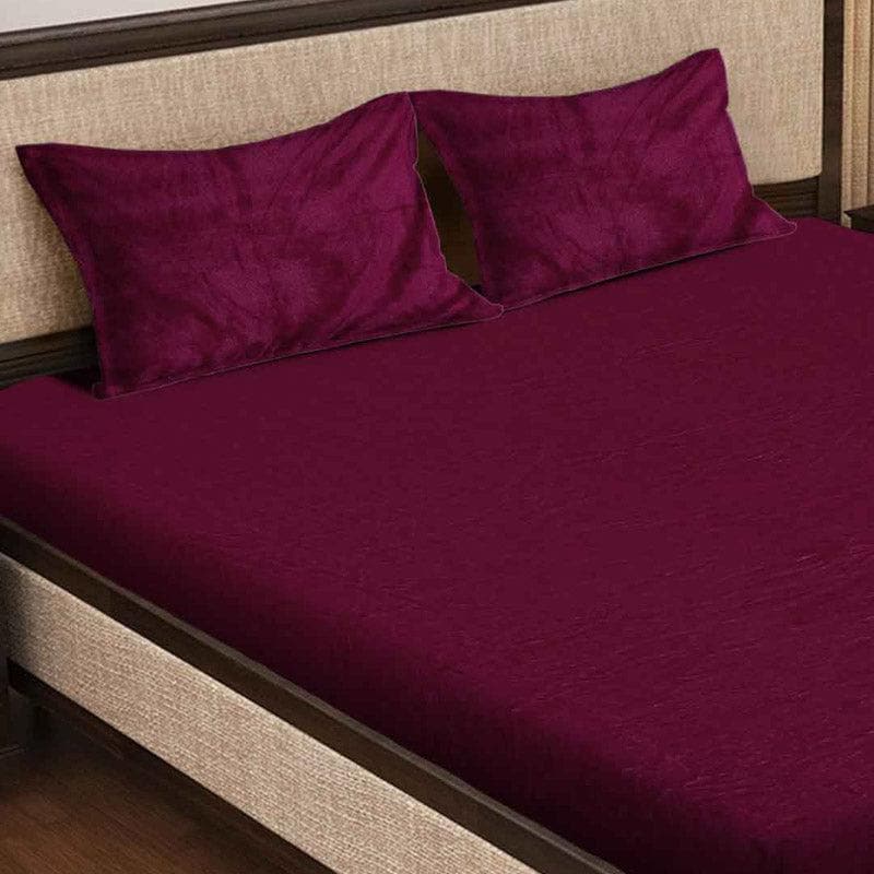 Pristine Charm Warm Woollen Bedsheet (Maroon) - 150 GSM media 4