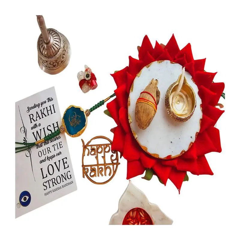 Guru Ji Green Agate Rakhi Gift Set media 3