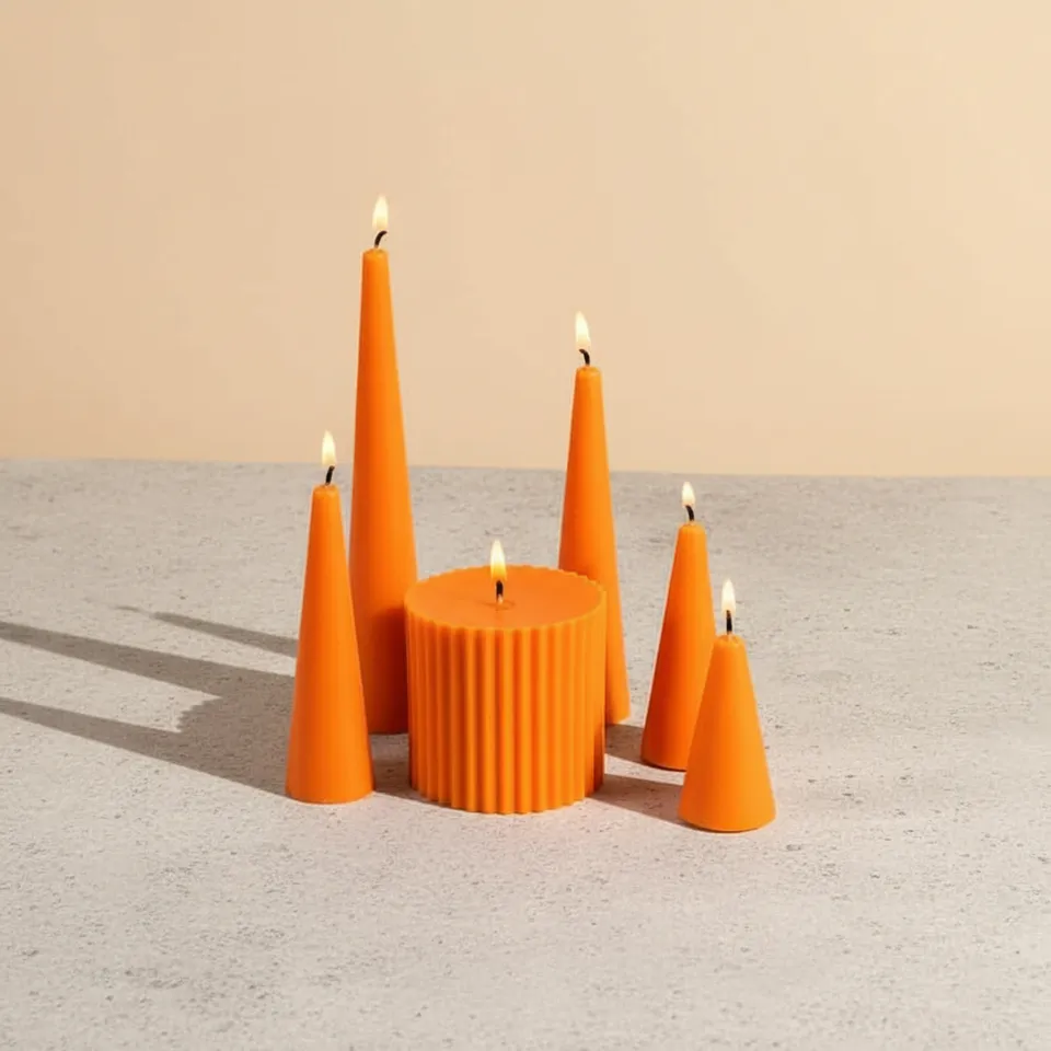 Infinity Set of 6 Sunset Orange Candles - Vanilla Sunshine Scented media 1