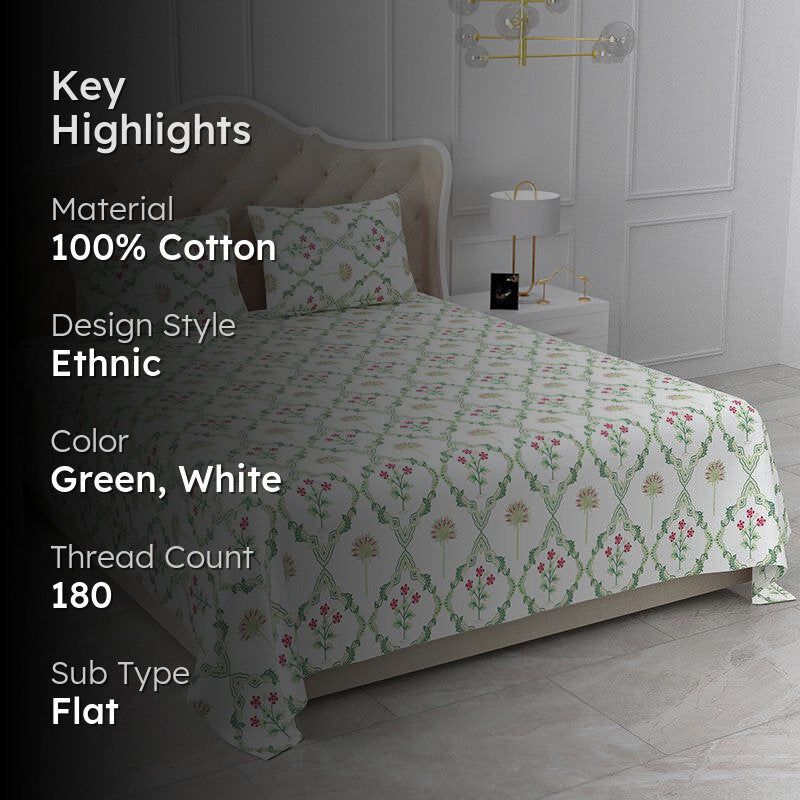 Tropical Jardin Ethnic Cotton Bedsheet - 180 TC media 2
