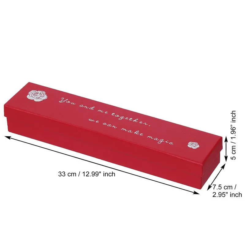 Long red rectangular box shown closed on a white background