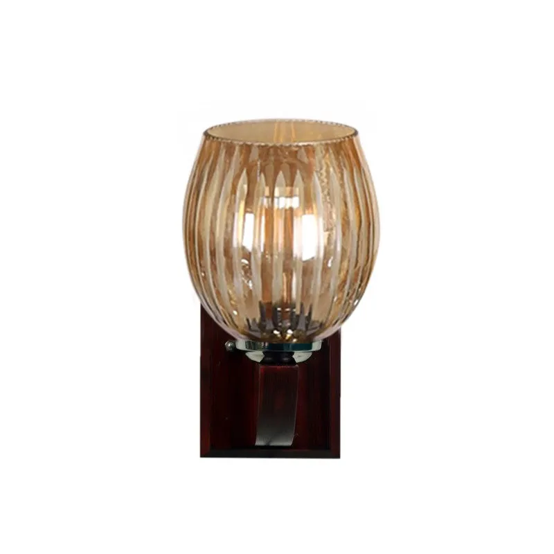 Vintage Glow Wooden Base Glass Wall Lamp media 7
