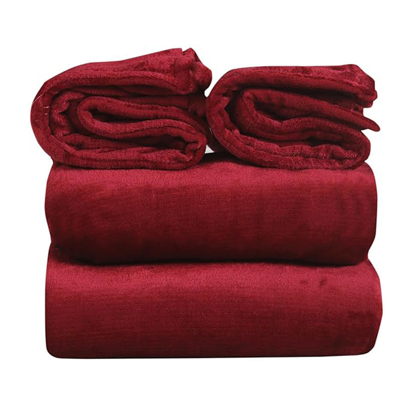 Sarva Solid Cotton Flannel Bedsheet (Maroon) - 190 GSM media 6
