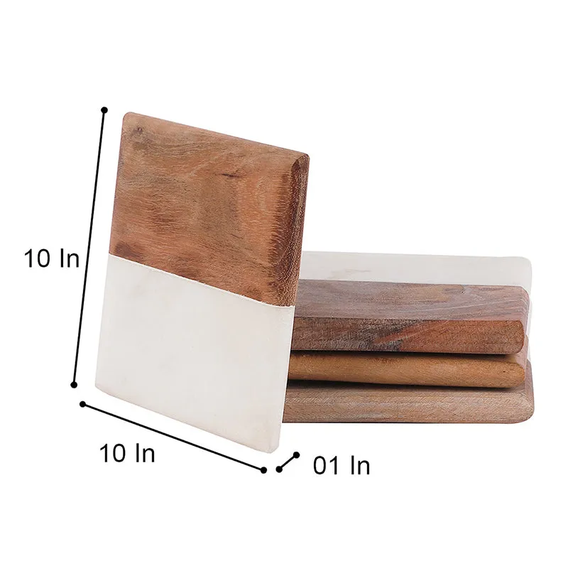 Celestria Square Marble & Wood Coaster - Set Of Four media 5