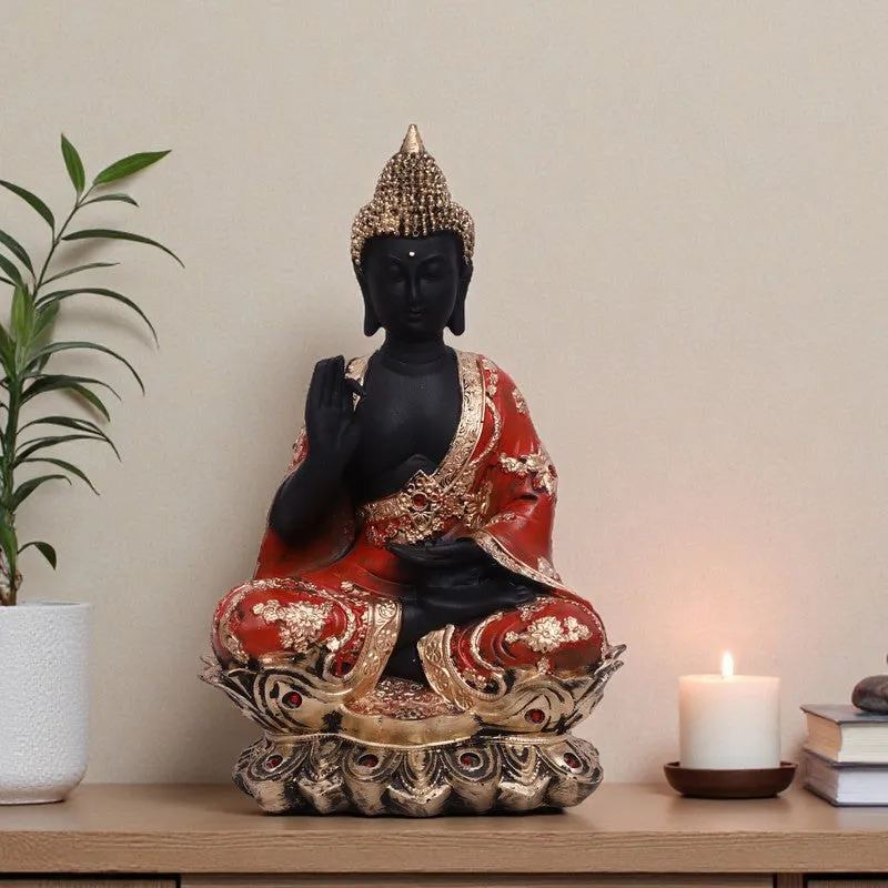 Solace Buddha Polyresin Idol (12 inches) - Red media 1