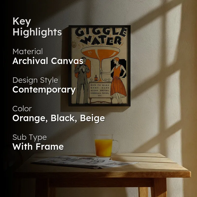 Giggle Water Archival Canvas Wall Art - Black media 2