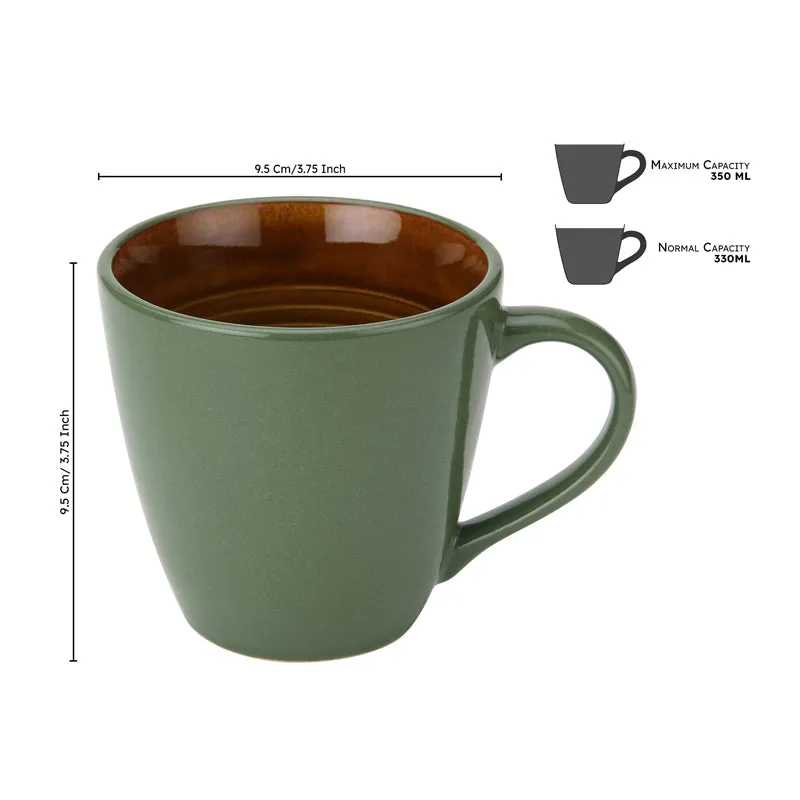 Karvaa Ceramic Coffee Mug (Forest Green/350 mL Each) - Set Of Two media 8