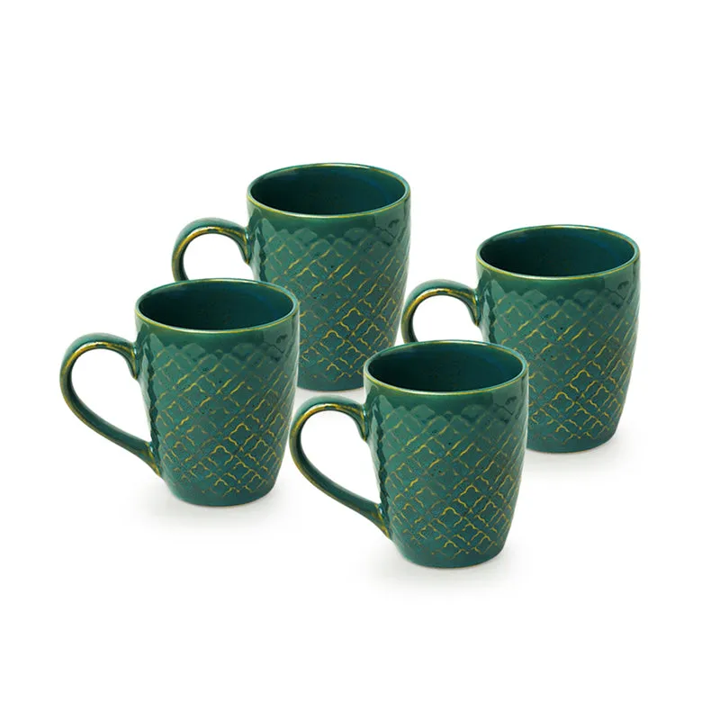 Saphine Ceramic Coffee Mug (300 mL Each) - Set of Four media 4