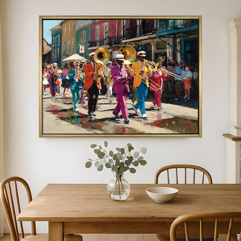 Marching Notes Canvas Wall Painting With Frame